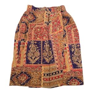Vintage Vibrant Patchwork Print Boho Elastic Waist Reversible Women's Skirt
